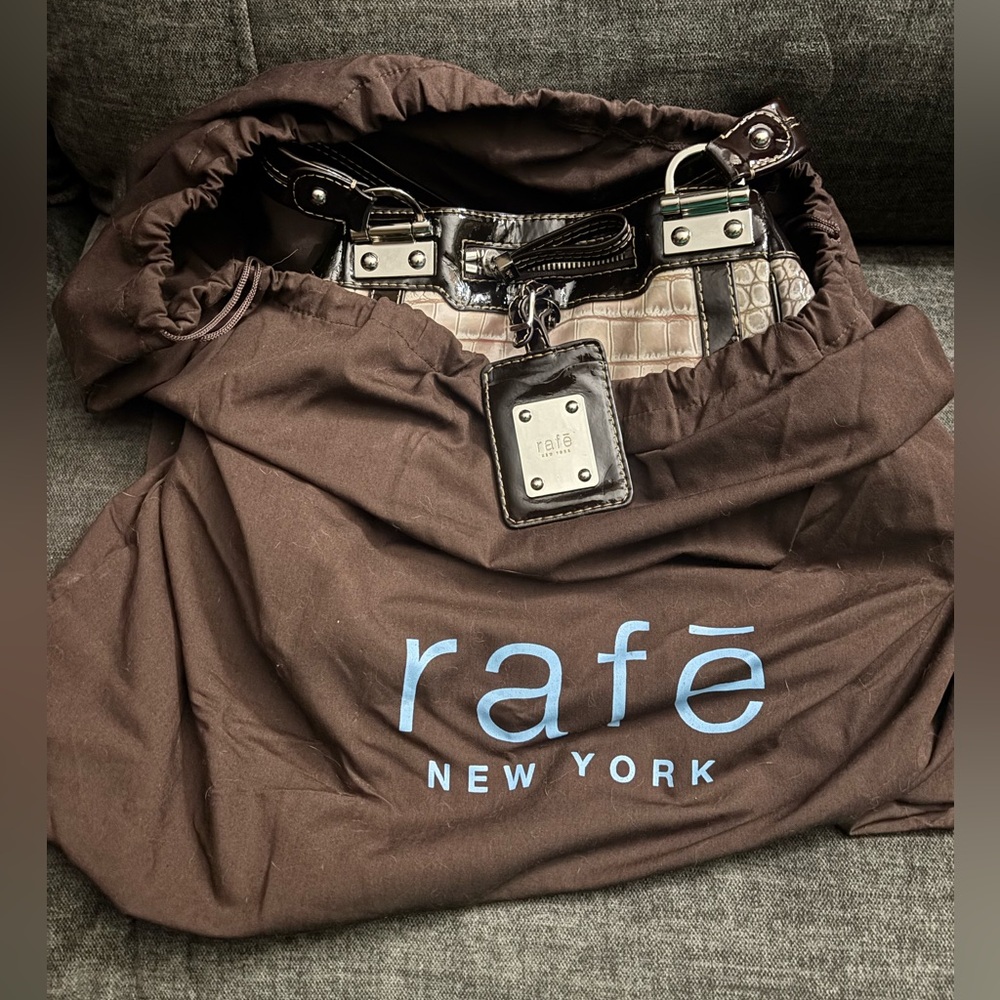 Vintage Rafe New York Shoulder Bag - crocodile pattern in pink, beige, and brown - Picture 5 of 6